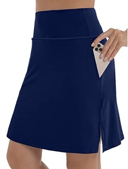 XIEERDUO Women's 20" Modest Knee Length Tennis Skirt Golf Skort Gym Shorts Athletic