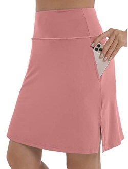 XIEERDUO Women's 20" Modest Knee Length Tennis Skirt Golf Skort Gym Shorts Athletic