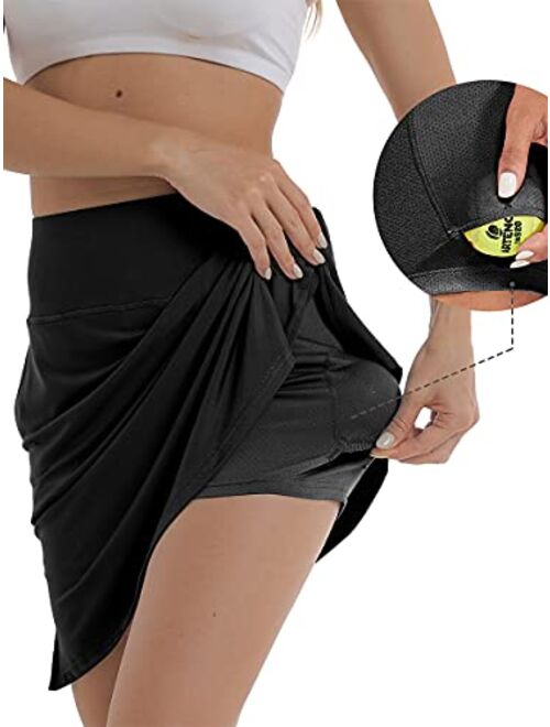 XIEERDUO Women's 20" Modest Knee Length Tennis Skirt Golf Skort Gym Shorts Athletic