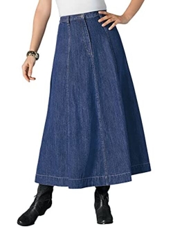 Roamans Women's Plus Size A-Line Denim Maxi Skirt