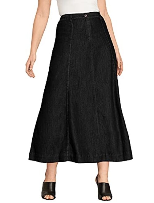 Roamans Women's Plus Size A-Line Denim Maxi Skirt