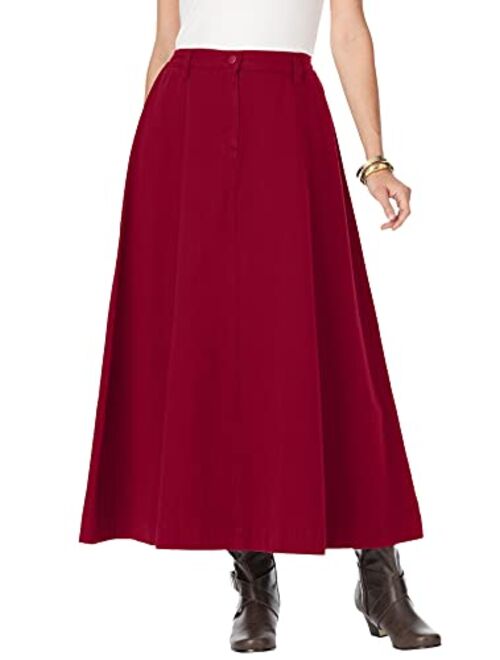 Roamans Women's Plus Size A-Line Denim Maxi Skirt