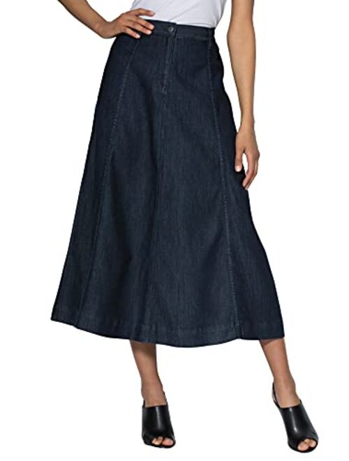 Roamans Women's Plus Size A-Line Denim Maxi Skirt