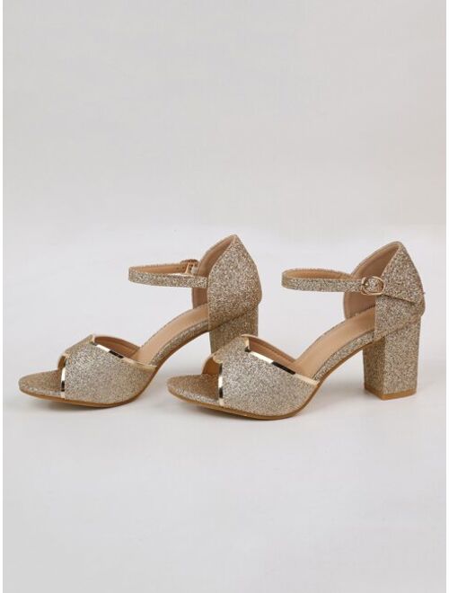 Shein Allover Glitter Ankle Strap Sandals