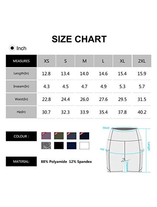 Dragon Fit High Waist Yoga Shorts for Women with 2 Side Pockets Tummy Control Running Home Workout Shorts