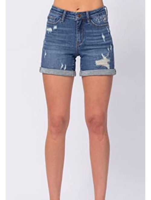 Judy Blue Sweet Dandelion Embroidered Pocket Denim Shorts