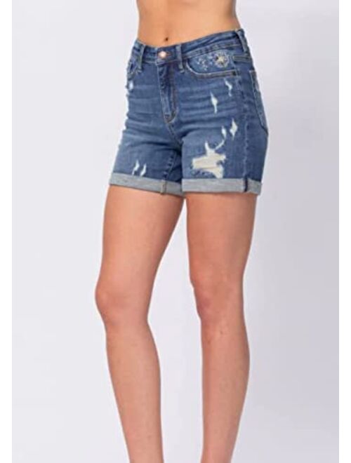 Judy Blue Sweet Dandelion Embroidered Pocket Denim Shorts