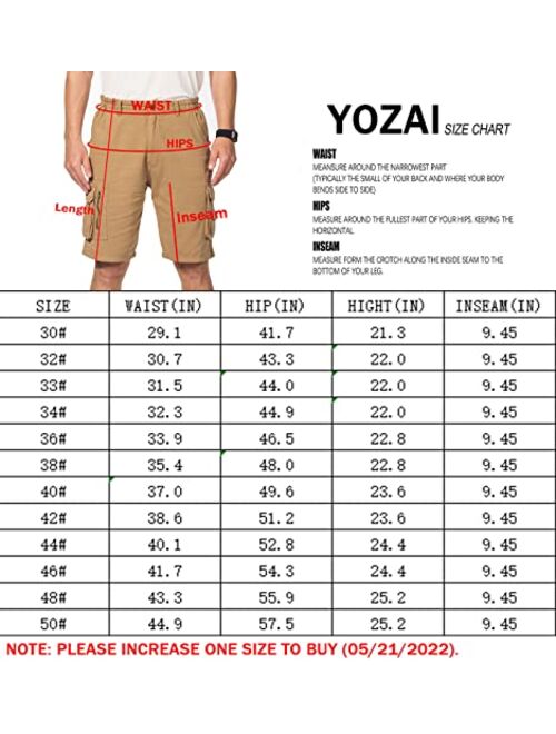 Yozai Mens Cargo Shorts Relaxed Fit Multi-Pocket Outdoor Hiking Shorts