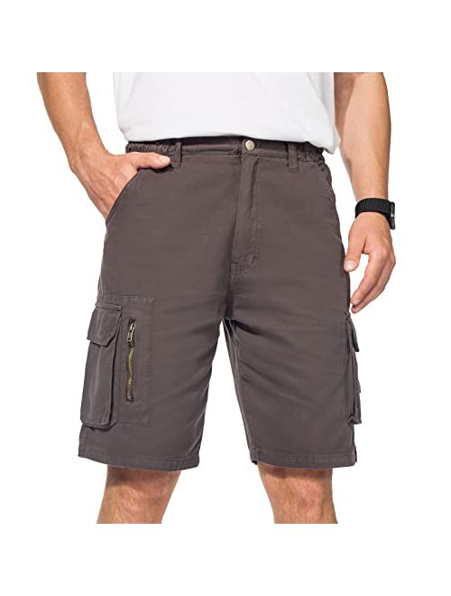 Yozai Mens Cargo Shorts Relaxed Fit Multi-Pocket Outdoor Hiking Shorts