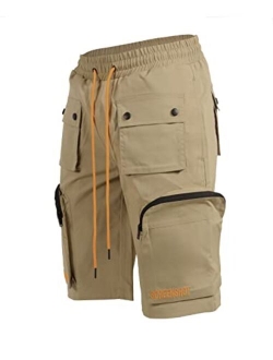 SCREENSHOT Mens Premium Multifunctional Utility Nylon Cargo Shorts - Crisp Shell Fabric 3D Pockets Hiking Tapered Bottoms