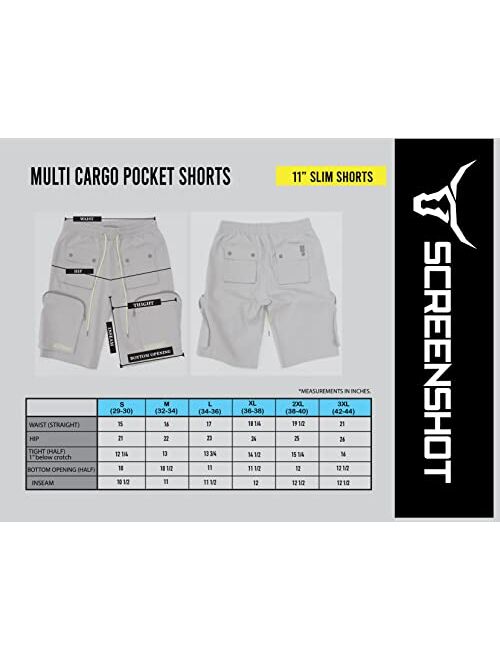 SCREENSHOT Mens Premium Multifunctional Utility Nylon Cargo Shorts - Crisp Shell Fabric 3D Pockets Hiking Tapered Bottoms