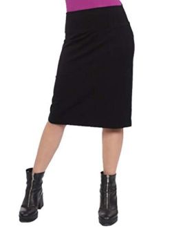 Kosher Casual Women's Modest Knee Length Stretch Pencil Skirt in Lightweight Cotton Spandex