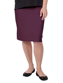 Kosher Casual Women's Modest Knee Length Stretch Pencil Skirt in Lightweight Cotton Spandex