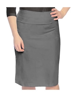 Kosher Casual Women's Modest Knee Length Stretch Pencil Skirt in Lightweight Cotton Spandex