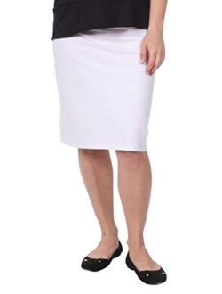 Kosher Casual Women's Modest Knee Length Stretch Pencil Skirt in Lightweight Cotton Spandex