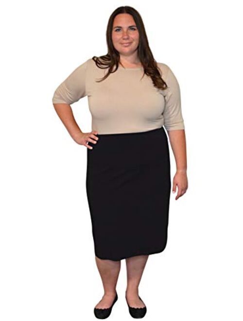 Kosher Casual Women's Modest Knee Length Stretch Pencil Skirt in Lightweight Cotton Spandex