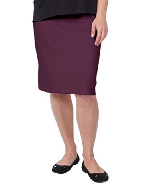 Kosher Casual Women's Modest Knee Length Stretch Pencil Skirt in Lightweight Cotton Spandex