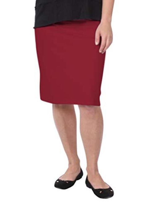 Kosher Casual Women's Modest Knee Length Stretch Pencil Skirt in Lightweight Cotton Spandex