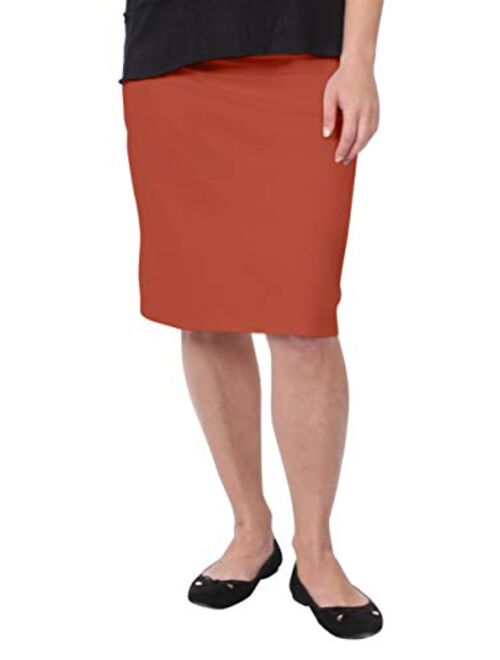 Kosher Casual Women's Modest Knee Length Stretch Pencil Skirt in Lightweight Cotton Spandex