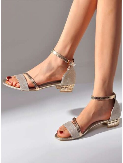 Shein Glitter Decor Ankle Strap Sandals