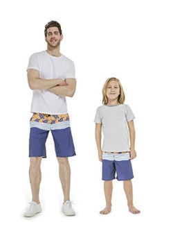 Hawaii Hangover Father Son Matching Hawaiian Beach Board Shorts Swimwear Spandex in Classis Hibiscus Print