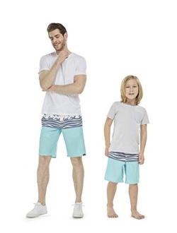 Hawaii Hangover Father Son Matching Hawaiian Beach Board Shorts Swimwear Spandex in Classis Hibiscus Print