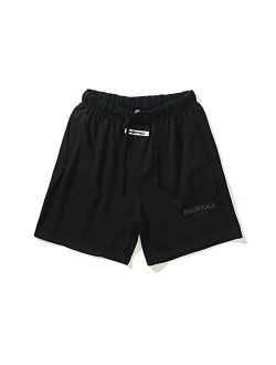 NC Fear of God Essential Shorts Workout Shorts Elastic Waist Running Shorts Pants with Pockets.