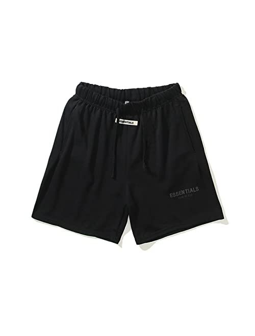 N\C Fear of God Essential Shorts Workout Shorts Elastic Waist Running Shorts Pants with Pockets.