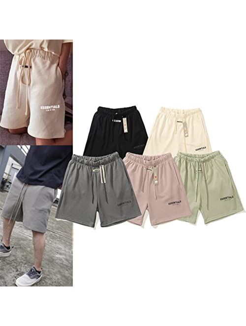 N\C Fear of God Essential Shorts Workout Shorts Elastic Waist Running Shorts Pants with Pockets.