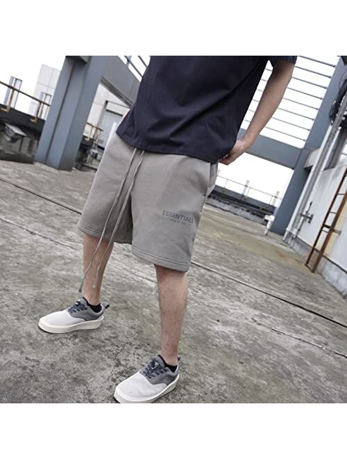 N\C Fear of God Essential Shorts Workout Shorts Elastic Waist Running Shorts Pants with Pockets.