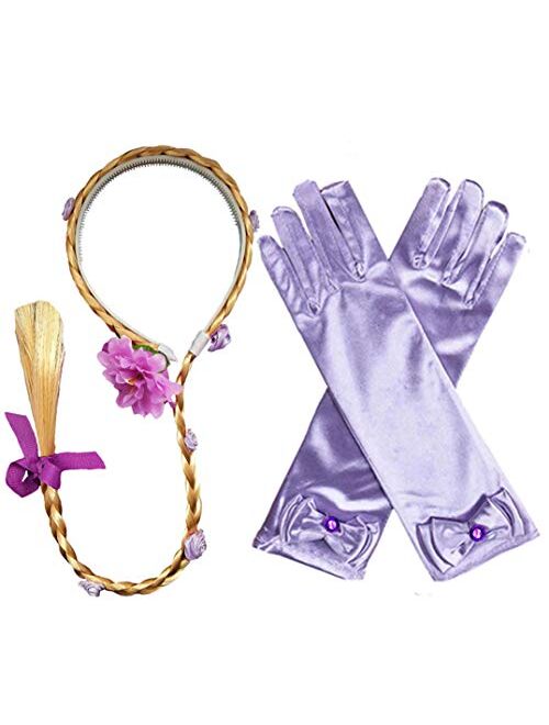 Yosbabe Princess Jewelry Rapunzel Dress up Accessories for Girls Including Rapunzel Wig Crown Scepter Gloves Necklace Earrings Rapunzel Sofia Party