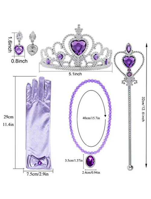 Yosbabe Princess Jewelry Rapunzel Dress up Accessories for Girls Including Rapunzel Wig Crown Scepter Gloves Necklace Earrings Rapunzel Sofia Party