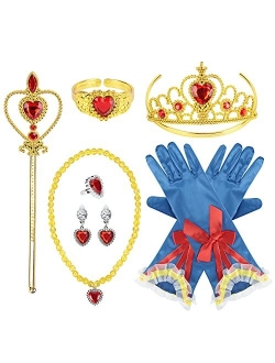 Cocojeci Princess Dress Up Party Accessories for Princess Jewelry Costume Gloves Tiara Wand Necklace Earrings Bracelet and Ring Gift Set 9pcs