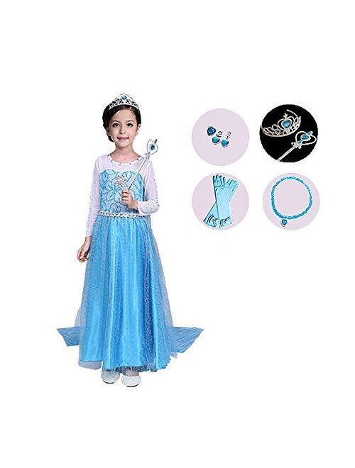 3 otters Princess Dress Up, Princess Jewelry Costume Accessories Kids Crown Magic Gloves Party Dress Up 6PCS