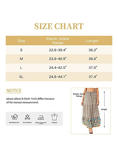 American Trends Womens Boho Skirt for Women Floral A Line Midi Skirt Ruffle High Waist Swing Maxi Dresses