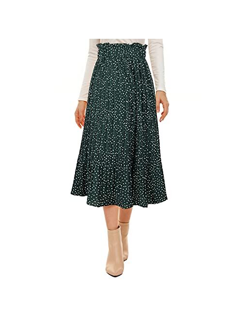 American Trends Womens Boho Skirt for Women Floral A Line Midi Skirt Ruffle High Waist Swing Maxi Dresses