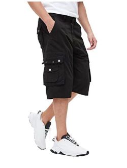 BEST SOUTH Men's Capri Long Twill Cargo Shorts Below Knee 13 Inches Cotton Relaxed Fit Casual Multi-Pocket