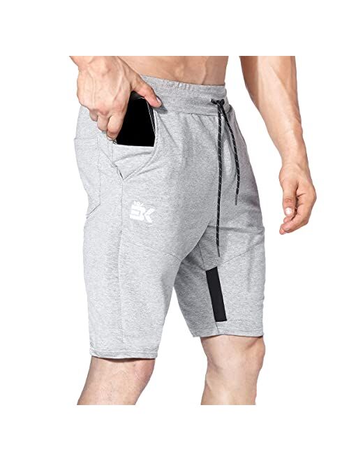 BROKIG Mens Thighs Mesh Gym Bodybuilding Shorts, Slim Fit Stretch Athletic Workout Running Shorts for Men with Zipper Pocket