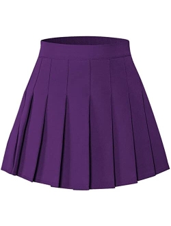 SANGTREE Pleated Skirt, Elastic Waist Uniform Skirt for Girls & Women, 2 Years - Adult 3XL