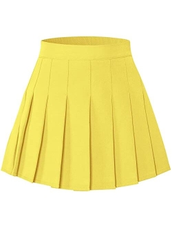 SANGTREE Pleated Skirt, Elastic Waist Uniform Skirt for Girls & Women, 2 Years - Adult 3XL