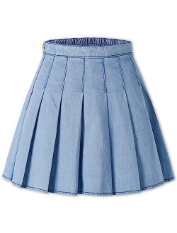 SANGTREE Pleated Skirt, Elastic Waist Uniform Skirt for Girls & Women, 2 Years - Adult 3XL