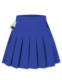 SANGTREE Pleated Skirt, Elastic Waist Uniform Skirt for Girls & Women, 2 Years - Adult 3XL