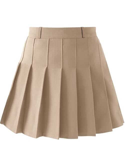 SANGTREE Pleated Skirt, Elastic Waist Uniform Skirt for Girls & Women, 2 Years - Adult 3XL