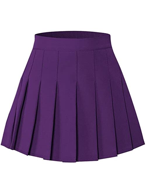 SANGTREE Pleated Skirt, Elastic Waist Uniform Skirt for Girls & Women, 2 Years - Adult 3XL