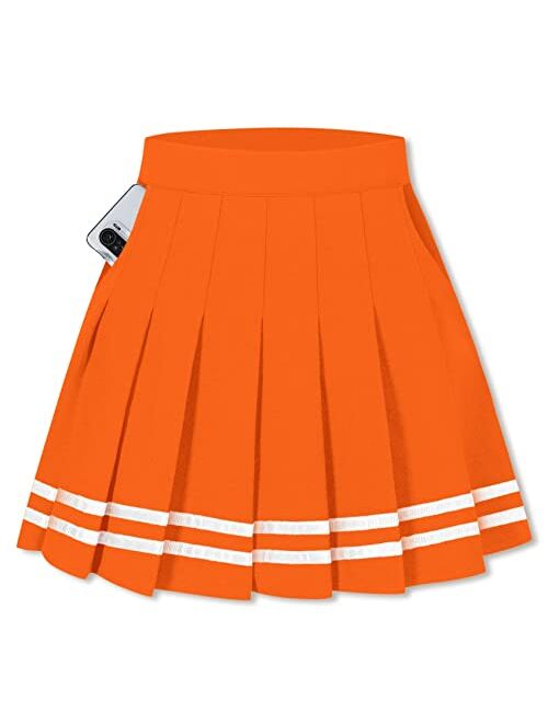 SANGTREE Pleated Skirt, Elastic Waist Uniform Skirt for Girls & Women, 2 Years - Adult 3XL