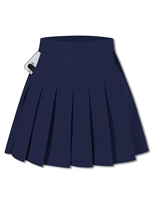 SANGTREE Pleated Skirt, Elastic Waist Uniform Skirt for Girls & Women, 2 Years - Adult 3XL