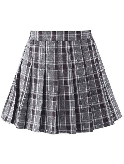 SANGTREE Pleated Skirt, Elastic Waist Uniform Skirt for Girls & Women, 2 Years - Adult 3XL