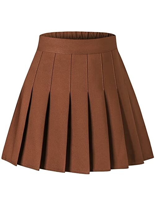 SANGTREE Pleated Skirt, Elastic Waist Uniform Skirt for Girls & Women, 2 Years - Adult 3XL