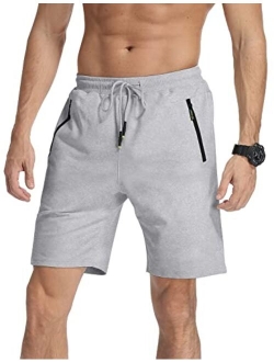 MLANM Men's Shorts Casual Fit Drawstring Summer Beach Shorts with Elastic Waist and Zipper Pockets