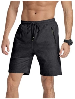 MLANM Men's Shorts Casual Fit Drawstring Summer Beach Shorts with Elastic Waist and Zipper Pockets